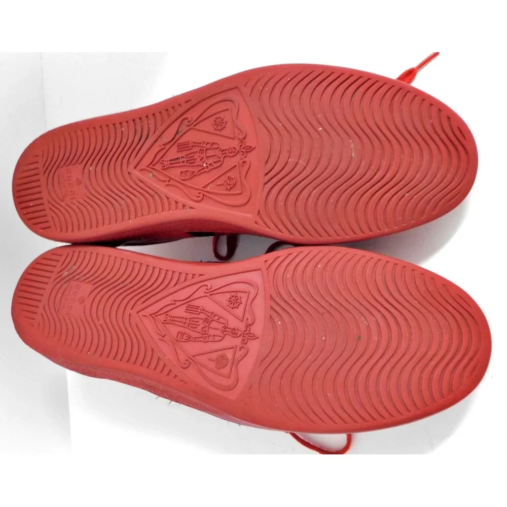 Gucci Ace Embroidered Red Bee Web‎ Mens Red Sneakers Size 10